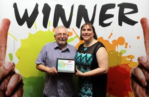 My lovely wife Caroline and I picking up the Theatre Show of the Year Award