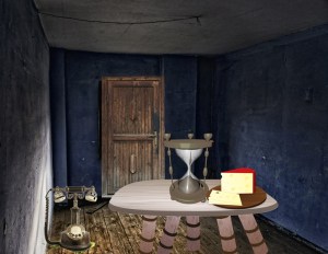 ‘A Clandestine Operation’ is set in a room where two men and their supervisor are keeping an eye on events taking place beyond a locked door.