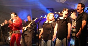 The Elvis tribute band rocking in the marquee. (PHOTO: PHIL MANSELL)
