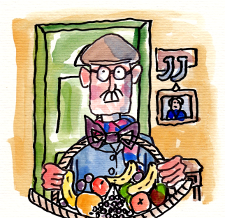 Sam with Fruit- illustrated by Phil Mansell