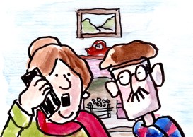 Sam and Janet phone the police. - illustration by Phil Mansell