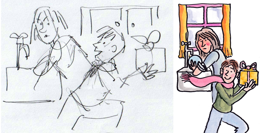 Sketch + Art Boy + Mum in Kitchen